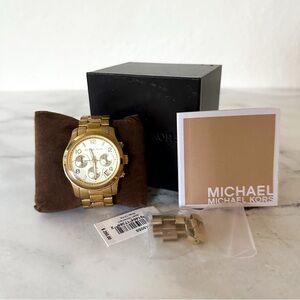 Michael Kors Womens Gold Tone Runaway 38mm Quartz Stainless Steel Watch